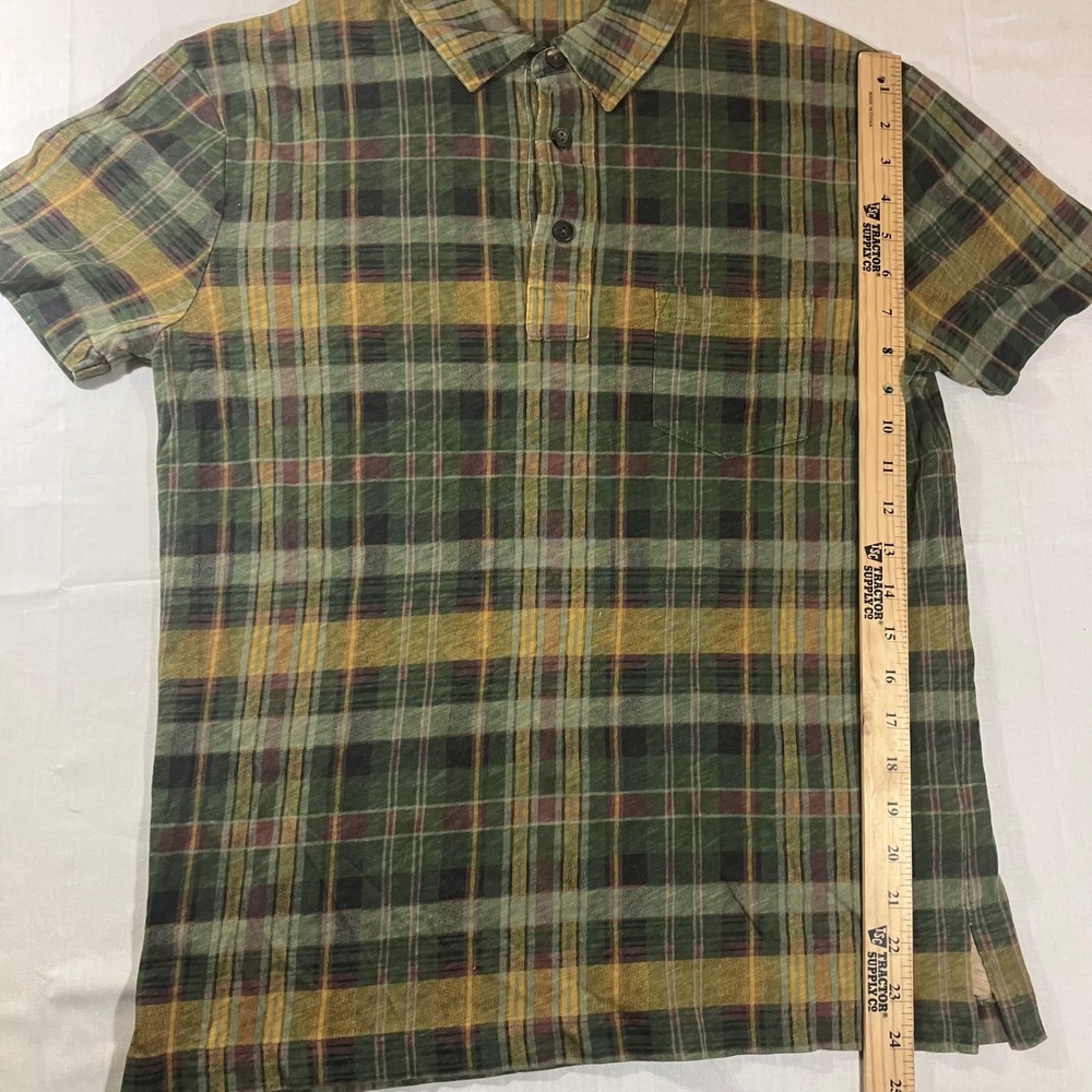 Polo Ralph Lauren Mens Medium Green Plaid Slub Cotton Short Sleeve Polo Shirt - Picture 2 of 6